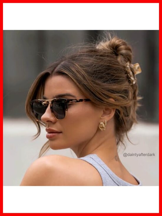 Oversized Square Polarized Sunglasses with Metal Double-Bar Bridge main image 4